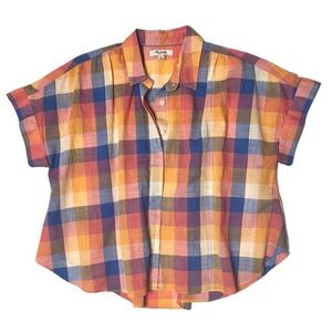 Madewell plaid short sleeve button down blouse (S)